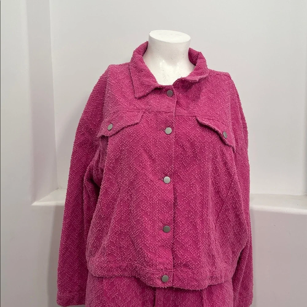 CIDER Pink Jacquard Denim Jacket & Pants Set Size 3XL NWT